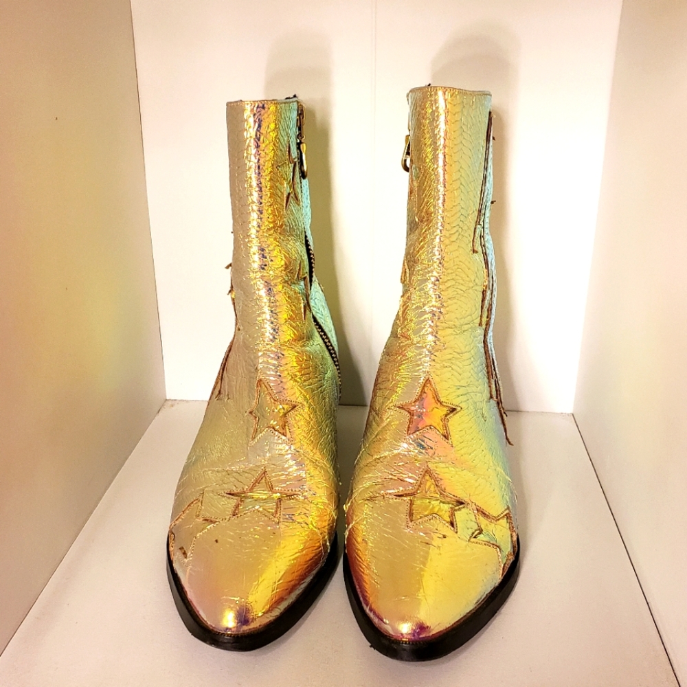 Modern Vice Gold Irradesent Bolt Stardust Boots Bowie
